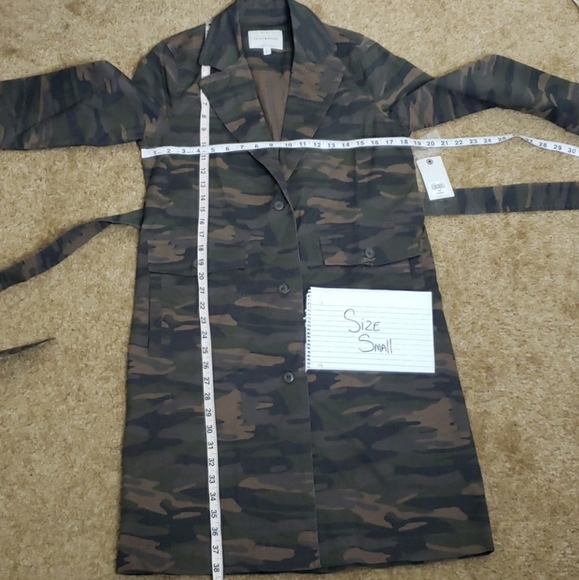NWT Lucky Brand Green Camo Belted Trench Coat Size S - Picture 9 of 9